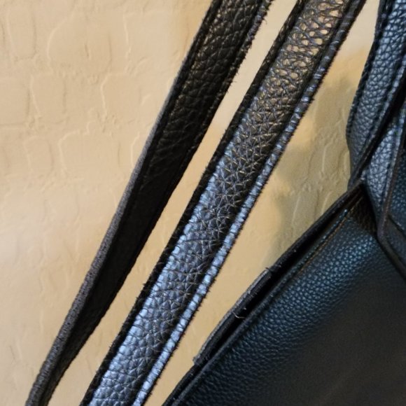 Vince Camuto Black Vegan Leather Purse Luck Tote Computer Shoulder Bag - Picture 12 of 15